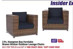 Ocean State Job Lot Hampton Bay Fernlake Brown Wicker Outdoor Lounge Chairs Set of 2 Midnight offer