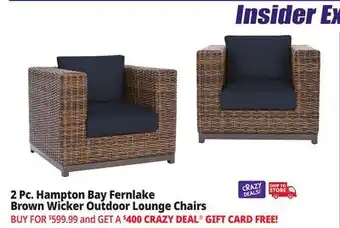 Ocean State Job Lot Hampton Bay Fernlake Brown Wicker Outdoor Lounge Chairs Set of 2 Midnight offer