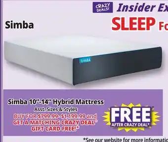Ocean State Job Lot Simba The Hybrid Essential 10 Mattress Queen offer
