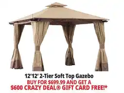 Ocean State Job Lot Sunjoy Aluminum Frame 2-Tier Steel Soft Top Gazebo 12' x 12' Beige/Brown offer
