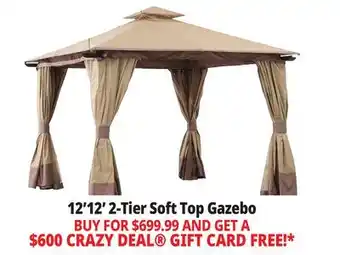 Ocean State Job Lot Sunjoy Aluminum Frame 2-Tier Steel Soft Top Gazebo 12' x 12' Beige/Brown offer