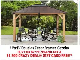 Ocean State Job Lot Douglas 11' x 13' Cedar Framed Gazebo with Steel & Polycarbonate Hip Roof Hardtop offer