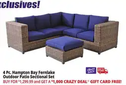 Ocean State Job Lot Hampton Bay Fernlake 4-Piece Outdoor Patio Sectional Set Brown/Midnight offer