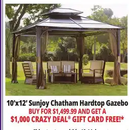 Ocean State Job Lot Sunjoy Chatham 10' x 12' Hardtop Gazebo with Netting offer