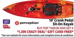 Ocean State Job Lot Perception Crank 10.0 Recreational Pedal Kayak Sunset offer