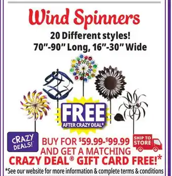 Ocean State Job Lot Wind Spinners offer