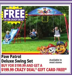 Ocean State Job Lot Swurfer Paw Patrol Deluxe Swing Set offer