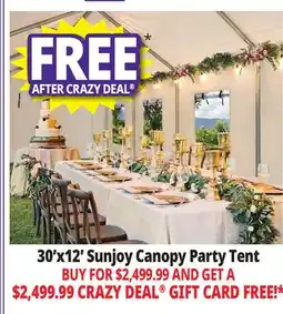 Ocean State Job Lot Sunjoy 30' x 12' Outdoor Canopy Party Tent White offer