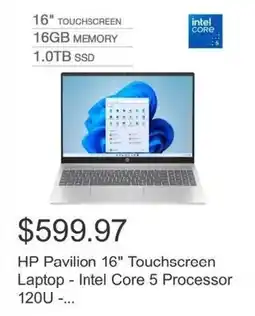 Costco HP Pavilion 16" Touchscreen Laptop Intel Core 5 Processor offer