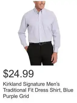 Costco Kirkland Signature Men's Traditional Fit Dress Shirt, Blue Purple Grid offer