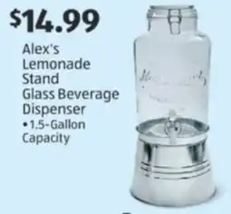 Aldi Alex's Lemonade Stand Glass Beverage Dispenser offer