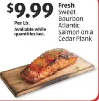 Aldi Fresh Sweet Bourbon Atlantic Salmon on a Cedar Plank offer