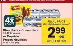 Safeway Klondike Ice Cream Bars or Popsicle Frozen Novelties offer