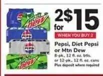 Safeway Pepsi, Diet Pepsi, Or Mtn Dew offer