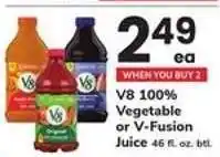 Safeway V8 100% Vegetable or V-Fusion Juice offer