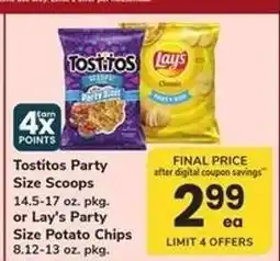 Safeway Tostitos Party Size Scoops or Lay's Party Size Potato Chips offer