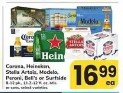 Safeway Corona, Heineken, Stella Artois, Modelo, Peroni, Bell's or Surfside offer