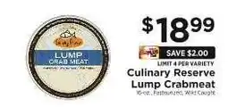 ShopRite Culinary Reserve Lump Crabmeat offer