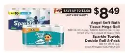 ShopRite Angel Soft Bath Tissue Mega Roll / Sparkle Towels Double Roll 8-Pack offer