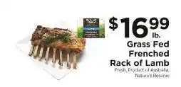 ShopRite Grass Fed Frenched Rack of Lamb offer