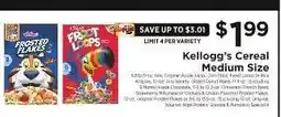 ShopRite Kellogg's Cereal Medium Size offer