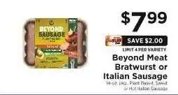 ShopRite Beyond Meat Bratwurst or Italian Sausage offer