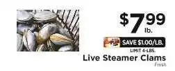 ShopRite Live Steamer Clams offer