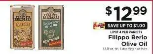 ShopRite Filippo Berio Olive Oil offer