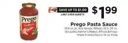 ShopRite Prego Pasta Sauce offer