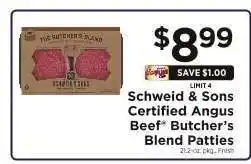 ShopRite Schweid & Sons Certified Angus Beef Butcher’s Blend Patties offer