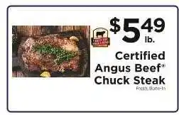 ShopRite Certified Angus Beef Chuck Steak offer