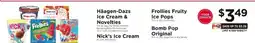 ShopRite Häagen-Dazs Ice Cream & Novelties, Nick's Ice Cream, Frollies Fruity Ice Pops, Bomb Pop Original offer
