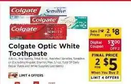ShopRite Colgate Optic White Toothpaste offer