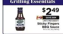 ShopRite Sticky Fingers BBQ Sauce offer