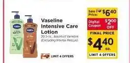 ShopRite Vaseline Intensive Care Lotion offer