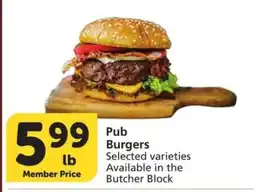 Albertsons PUB BURGERS - Selected varieties Available in the Butcher Block offer