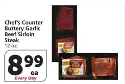 Albertsons Chef's Counter Buttery Garlic Beef Sirloin Steak - 12 oz offer