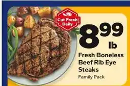 Save a Lot Fresh Boneless Beef Rib Eye Steaks offer