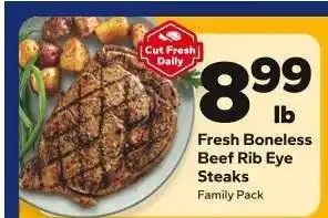 Save a Lot Fresh Boneless Beef Rib Eye Steaks offer