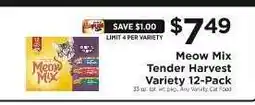 ShopRite Meow Mix Tender Harvest Variety 12-Pack offer