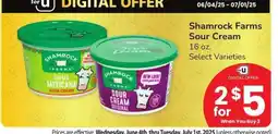 Albertsons Shamrock Farms Sour Cream - 16 oz. Select Varieties offer