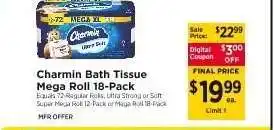 ShopRite Charmin Bath Tissue Mega Roll 18-Pack offer
