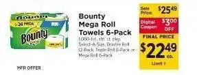 ShopRite Bounty Mega Roll Towels 6-Pack offer