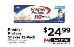 ShopRite Premier Protein Shakes 12-Pack offer