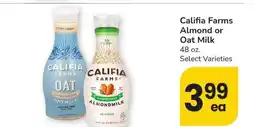 Albertsons Califia Farms Almond or Oat Milk - 48 oz. Select Varieties offer