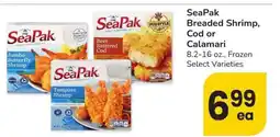 Albertsons SeaPak Breaded Shrimp, Cod or Calamari - 8.2-16 oz., Frozen Select Varieties offer