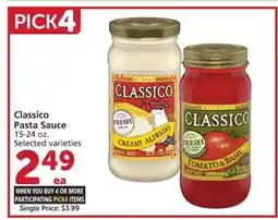 Albertsons Classico Pasta Sauce - 15-24 oz. Selected varieties Single Price: $3.99 offer