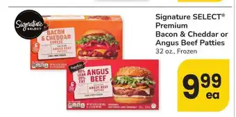 Albertsons Signature SELECT Premium Bacon & Cheddar or Angus Beef Patties - 32 oz., Frozen offer