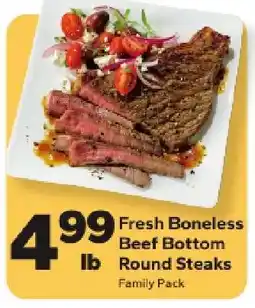 Save a Lot Fresh Boneless Beef Bottom Round Steaks offer