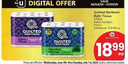 Albertsons Quilted Northern Bath Tissue - 18 Roll Select Varieties offer